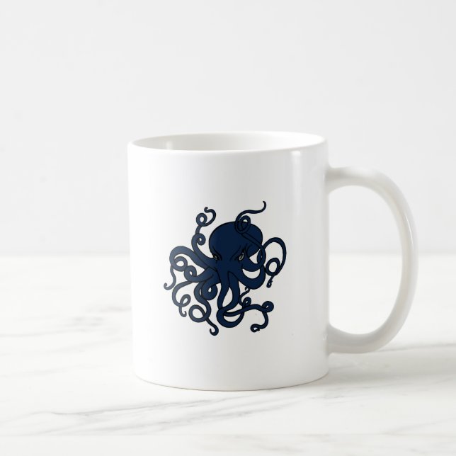 Blaue Krake fertigen kundenspezifisch an Kaffeetasse (Rechts)