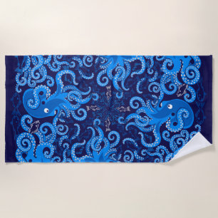 Blaue Krake Strandtuch