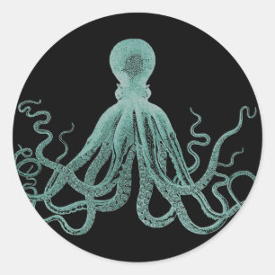 Blaue Kraken-Aufkleber Runder Aufkleber