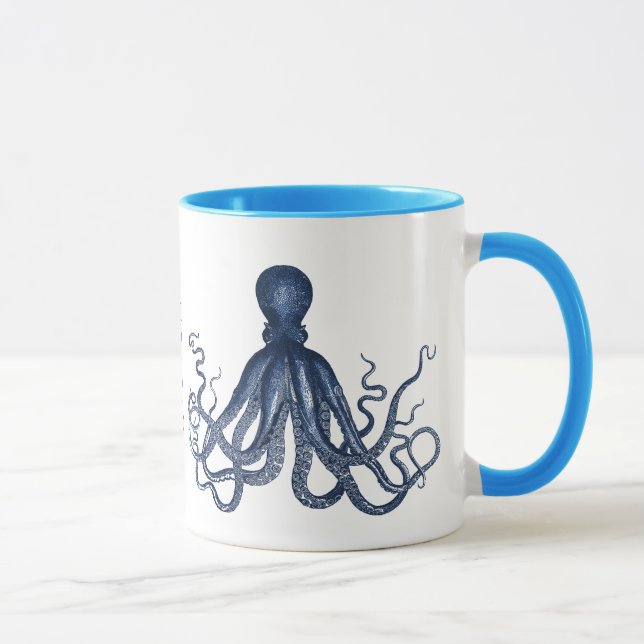Blaue Kraken-Gewohnheits-Tasse Tasse (Rechts)