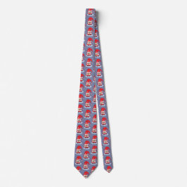 Blaue Krawatte mit rotem Gnome-Muster