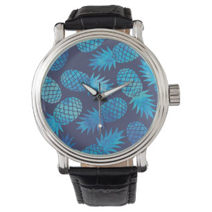 Blaue Krawatten-Ananas Armbanduhr