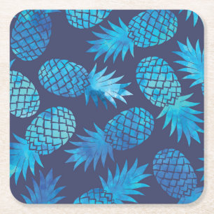 Blaue Krawatten-Ananas Rechteckiger Pappuntersetzer