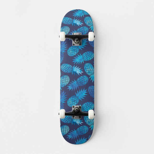 Blaue Krawatten-Ananas Skateboard (Vorderseite)