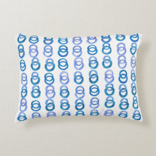 Blaue Kreise: Aquarellpolka-Punkt Dekokissen