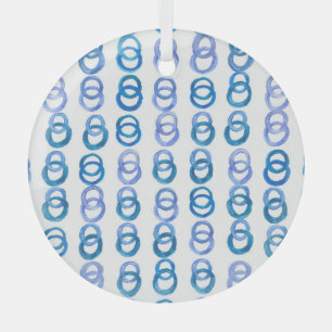 Blaue Kreise: Aquarellpolka-Punkt Ornament Aus Glas