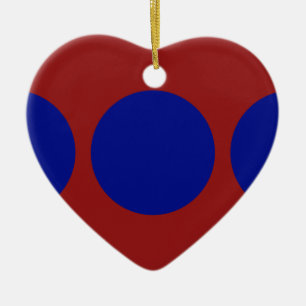 Blaue Kreise auf Rot Keramik Ornament
