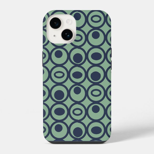 Blaue Kreise iPhone 14 Hülle (Rückseite)