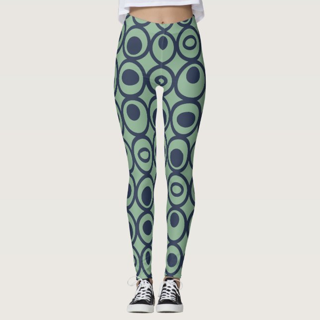 Blaue Kreise Leggings (Vorderseite)