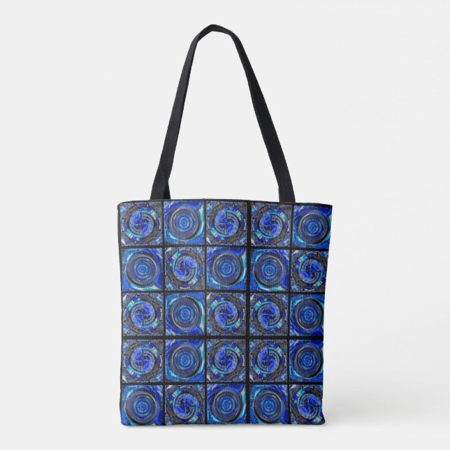 Blaue Kreise Mosaik Tasche (Rückseite)