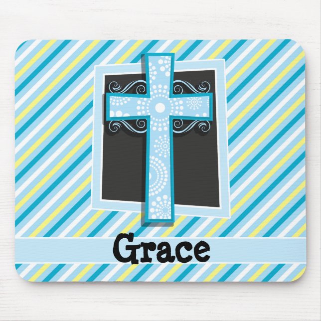 Blaue Kreuz-, Blau- und Gelbstreifen Mousepad (Vorne)