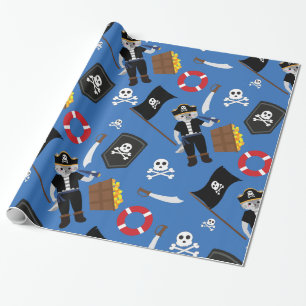 Blaue Kreuzknochen Geschenkpapier