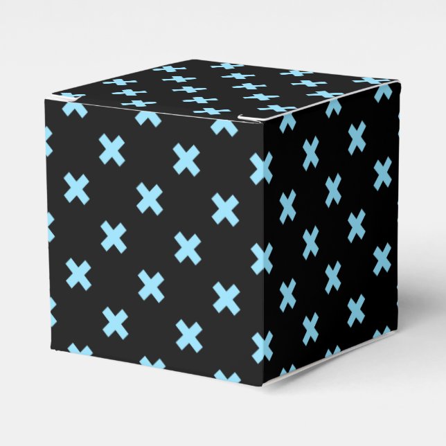 Blaue Kreuzstiche auf schwarz Geschenkschachtel (Vorderseite)