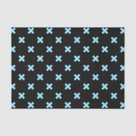 Blaue Kreuzstiche auf schwarz Seidenpapier