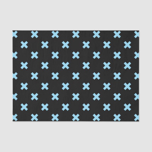 Blaue Kreuzstiche auf schwarz Seidenpapier (Vorderseite)