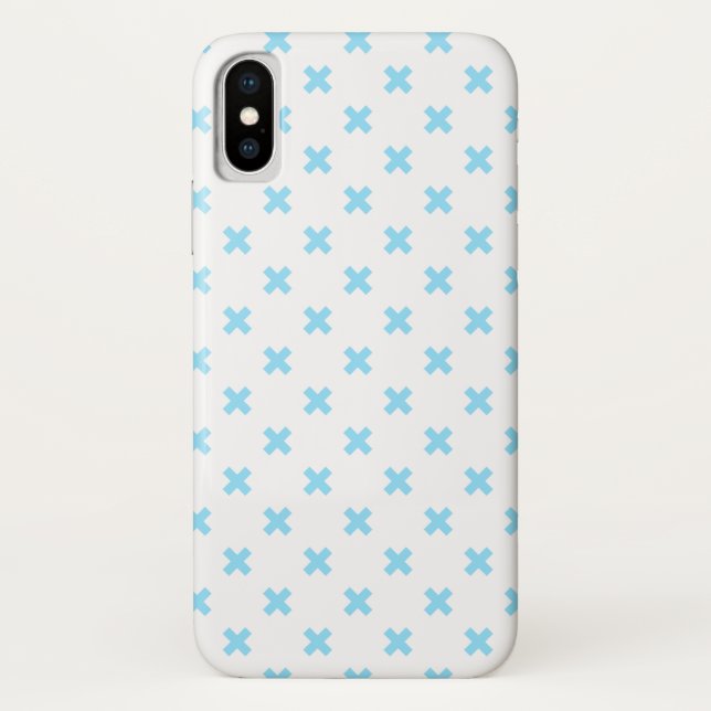 Blaue Kreuzstiche auf weiß Case-Mate iPhone Hülle (Rückseite)