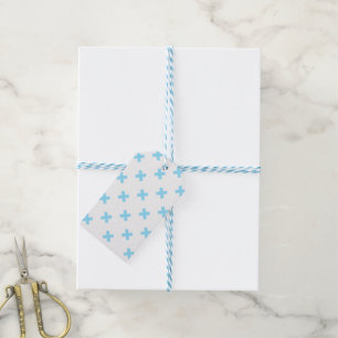 Blaue Kreuzstiche auf weiß Geschenkanhänger