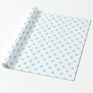 Blaue Kreuzstiche auf weiß Geschenkpapier