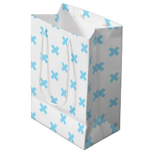 Blaue Kreuzstiche auf weiß Mittlere Geschenktüte