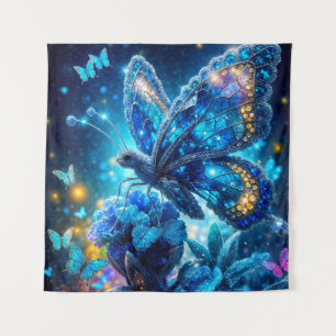 Blaue Kristallbrille auf der Blume Wandteppich