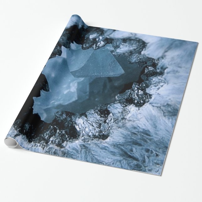 Blaue Kristallphantasie Geschenkpapier (Ungerollt)