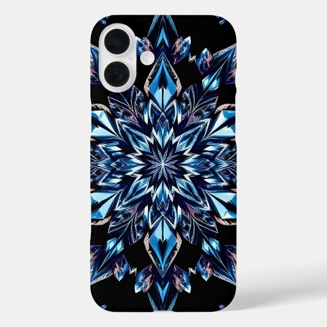 Blaue Kristallwirkung iPhone 16 Plus Hülle (Rückseite)