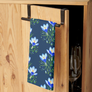 Blaue Krokusblumen Geschirrtuch