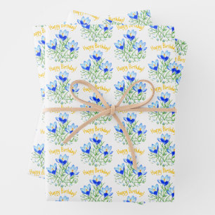 Blaue Krokusse Geschenkpapierbögen Geschenkpapier Set