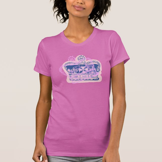Blaue Krone mit Overlay versehen T-Shirt (Vorderseite)