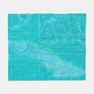 Blaue Kuba-Karte Fleecedecke