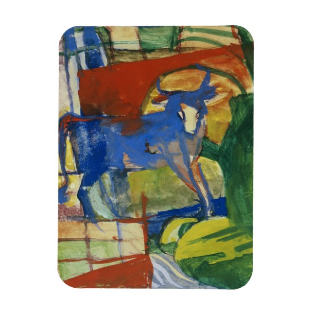 Blaue Kuh, 1914 (Tempera auf Papier) Magnet (Vertikal)