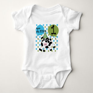 Blaue Kuh-1. Geburtstags-T-Shirts und Geschenke Baby Strampler