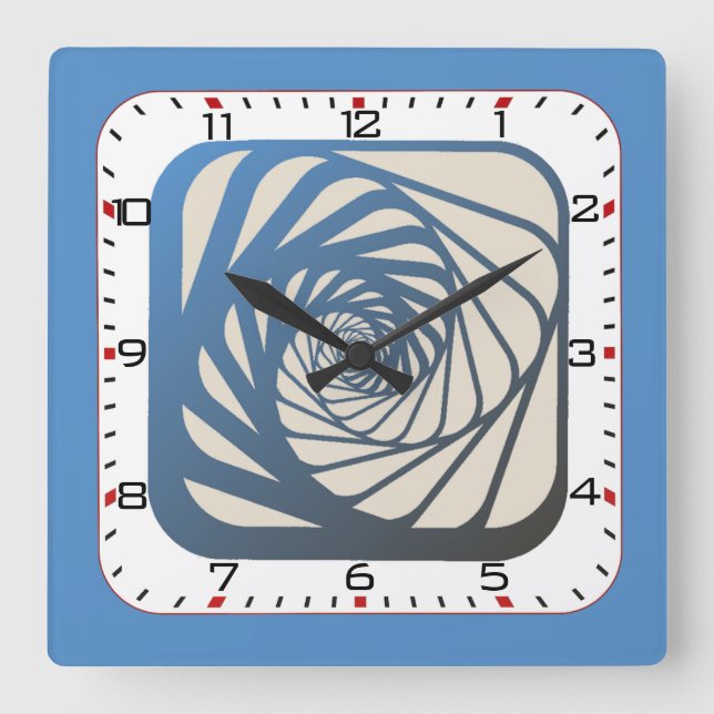 Blaue Kunst Quadratische Wanduhr (Vorderseite)