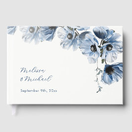 Blaue künstlerische Blumenhochzeit Gästebuch