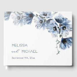 Blaue künstlerische florale Hochzeit Gästebuch
