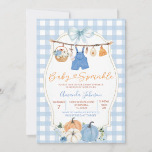 Blaue Kürbis-Baby-Sprinkle-Einladung Herbst-Baby Einladung