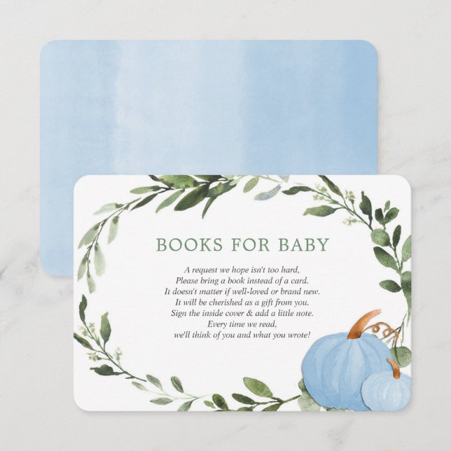 Blaue Kürbis fallen Bücher für den kleinen Jungen  Begleitkarte (Vorne/Hinten)