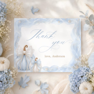 Blaue Kürbis-Schleife Baby Shower Dankeschön  Dankeskarte