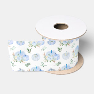 Blaue Kürbisblumen Satinband