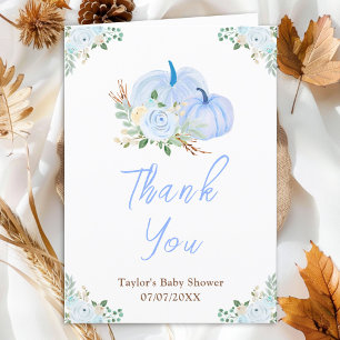 Blaue Kürbisse Florale Babyparty Dankeskarte