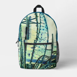 Blaue Kurven Bedruckter Rucksack
