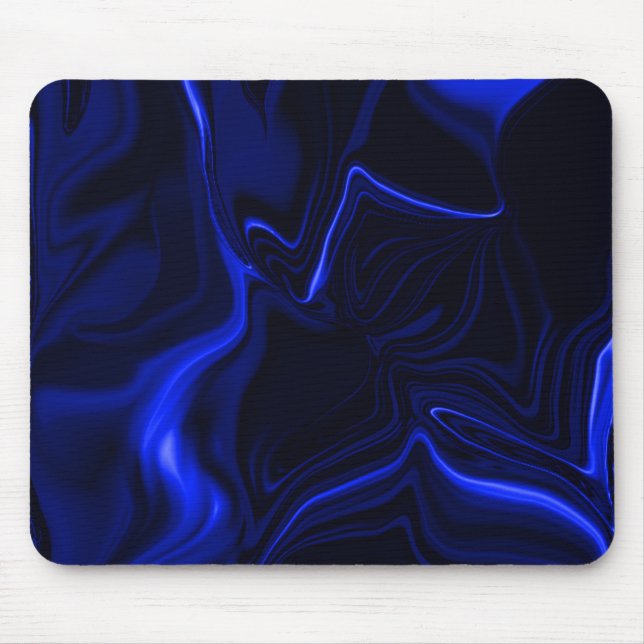 Blaue Kurven und Wellenmuster in dunkelblauem Bild Mousepad (Vorne)