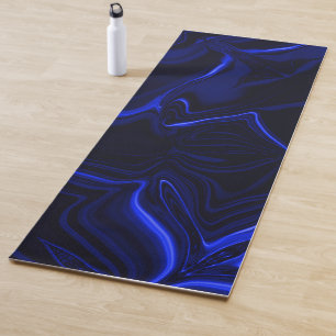 Blaue Kurven und Wellenmuster in dunkelblauem Bild Yogamatte