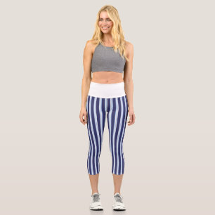 blaue Küste/nautisch gestreift Capri Leggings