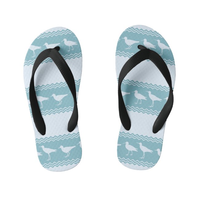 Blaue Küste Sandpiper Bird Stripes Kinderbadesandalen (Fußbett)