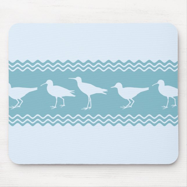 Blaue Küste Sandpiper Bird Stripes Mousepad (Vorne)