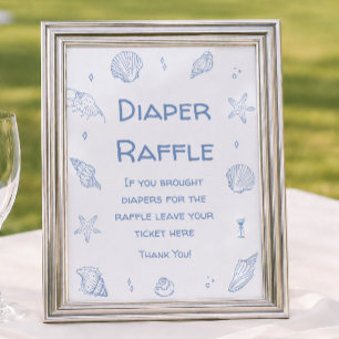 Blaue Küsten-Strand-Baby-Party-Windel-Raffle Poster