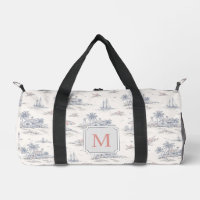 Blaue Küsten-Tropen-Französische Toile Monogramm