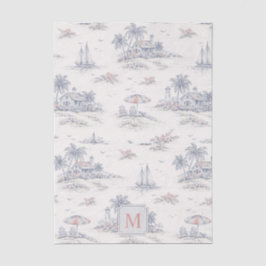 Blaue Küsten-Tropen-Französische Toile Monogramm Seidenpapier