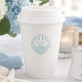 Blaue Küstenmuschel-Hochzeit  Pappbecher